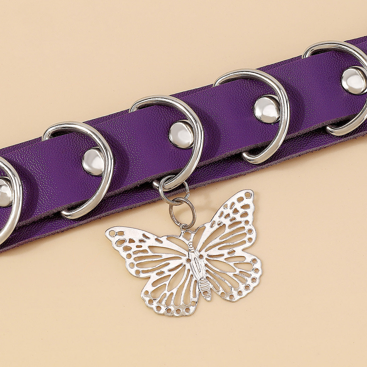 Purple Punk Y2K Cool Butterfly Leather Choker Necklace