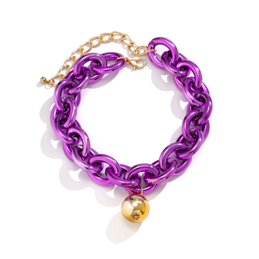 Purple Ball Chunky Chain Necklace Cute Choker Necklace