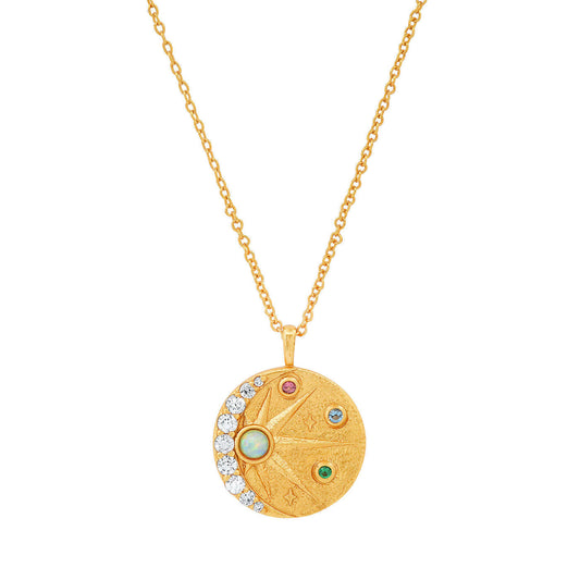 retro star and sun pendant necklace