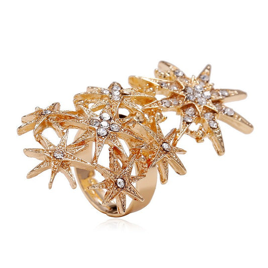 rhinestone star oversize fashion ring