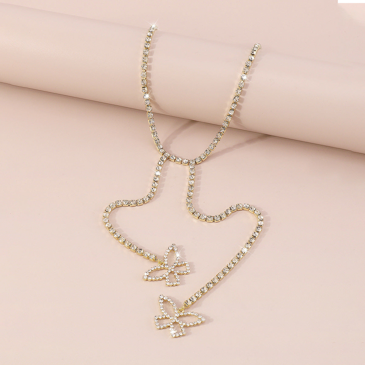 Sweet Cool Rhinestone Chain Fringe Butterfly Necklace Elegant Fashion Necklace (For Party)