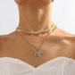 Sweet Fashion Choker Rhinestone Butterfly Elegant Retro Multilayer Necklace