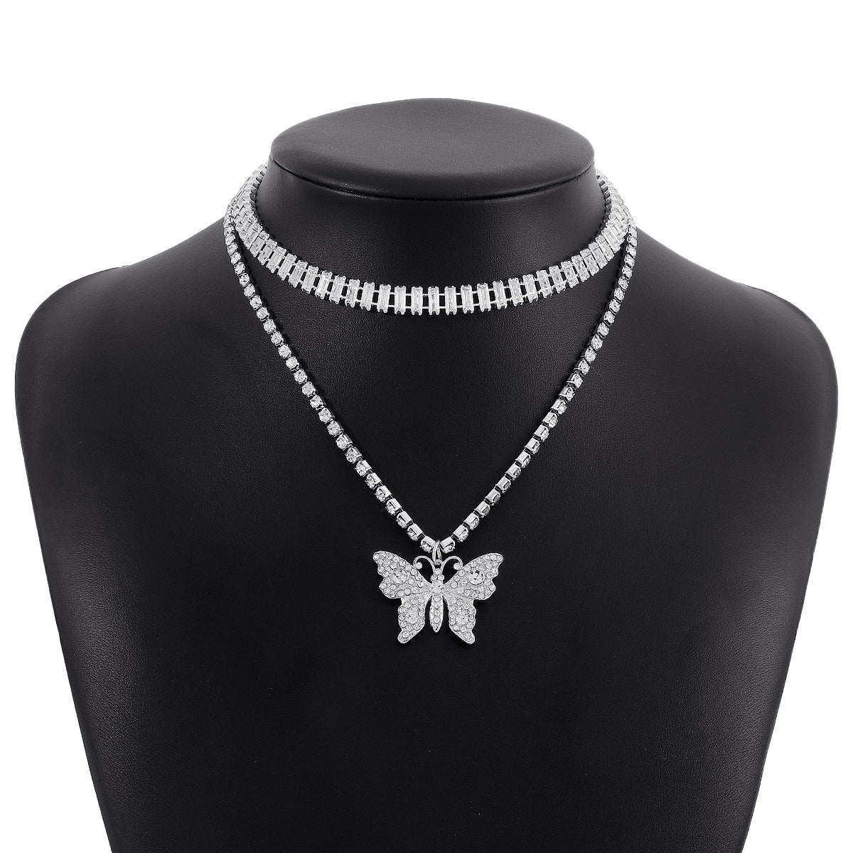 Sweet Fashion Choker Rhinestone Butterfly Elegant Retro Multilayer Necklace