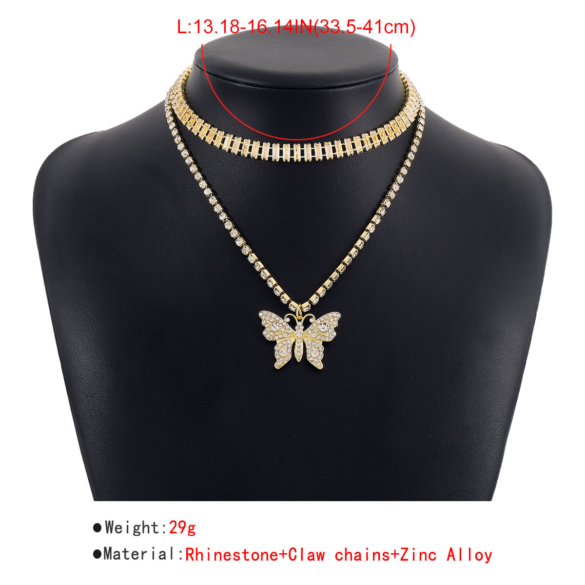 Sweet Fashion Choker Rhinestone Butterfly Elegant Retro Multilayer Necklace