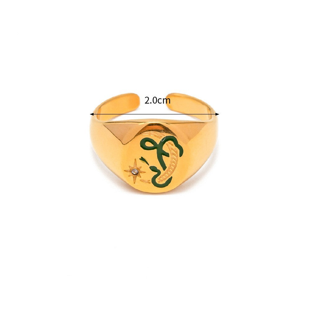 Hand Painted Delicate Flower Engraving Ring