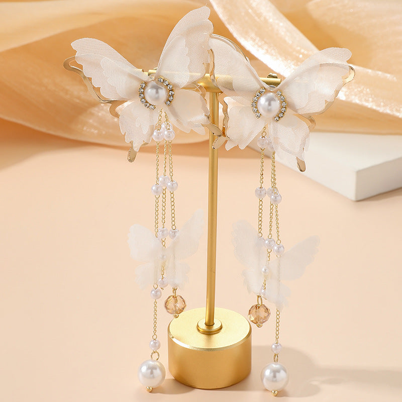 White Sweet Fairy Sense Butterfly Earrings