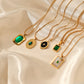 Retro Elegance Deep Emerald Pendant Necklace