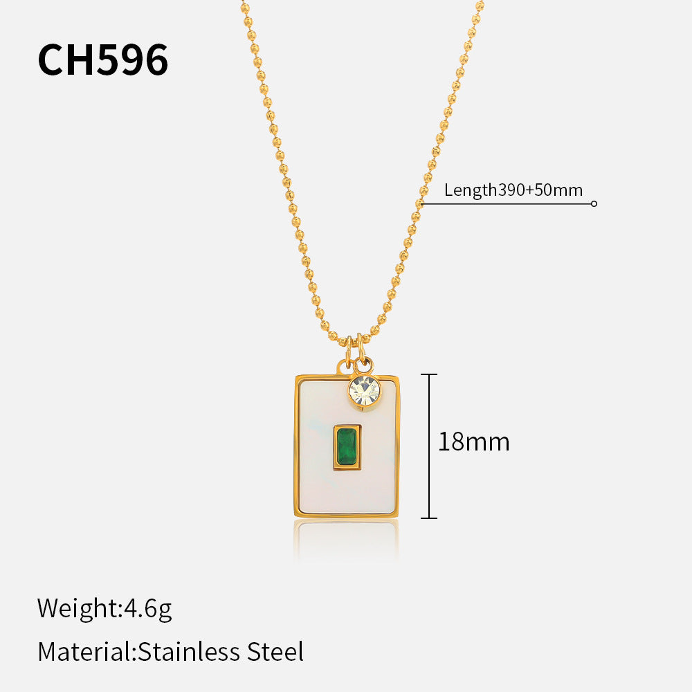 Retro Elegance Deep Emerald Pendant Necklace