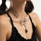 Trendy Y2K punk multi-layer heart and sword shaped pendant necklace