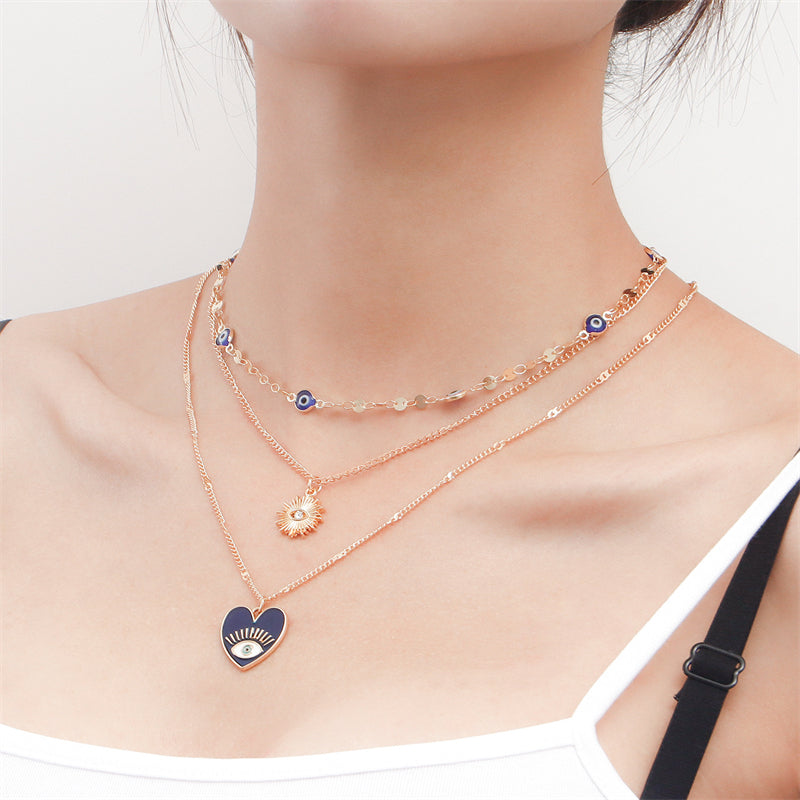 Multi Layer Demon Eye Clavicle Chain Necklace Lucky Jewelry